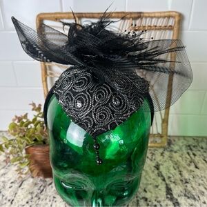 Vintage Black Feathered Fascinator Hat